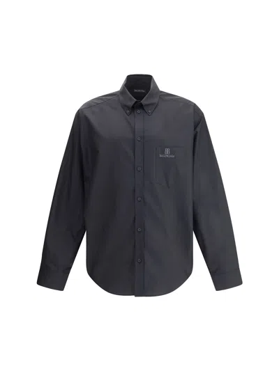 Balenciaga Nano Bb Logo Buttoned Shirt In Black