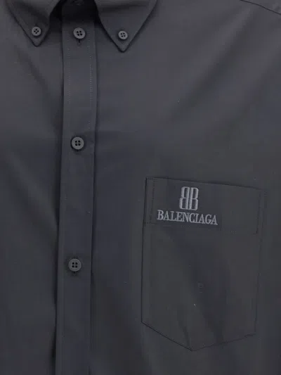 Balenciaga Nano Bb Logo Buttoned Shirt In Black