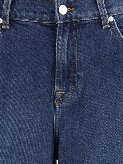 7 For All Mankind Wide-leg Denim Trousers Folded Cuffs In Blue