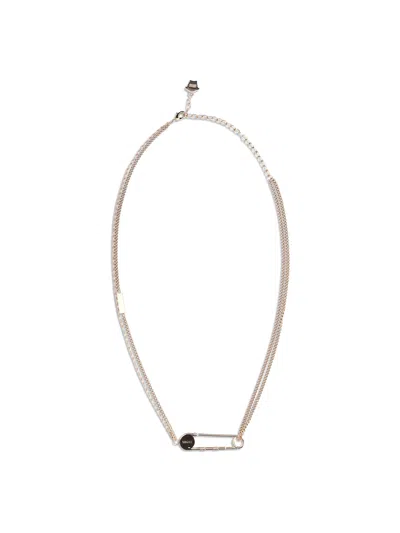 Versace Safety Pin Necklace In Gold