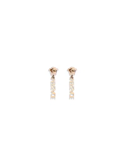 Versace Medusa Stud Drop Logo Earrings In Gold