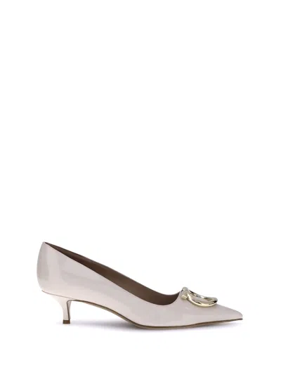 Ferragamo 50mm Gancini Patent-leather Pumps In Neutral