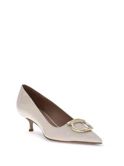 Ferragamo 50mm Gancini Patent-leather Pumps In Neutral