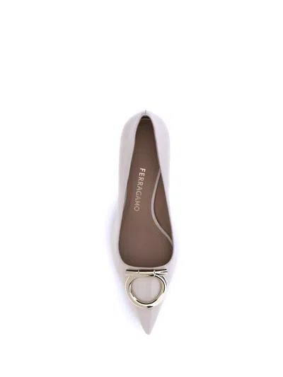 Ferragamo 50mm Gancini Patent-leather Pumps In Neutral