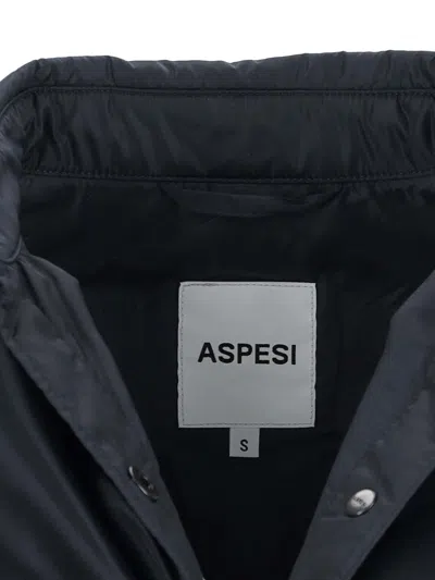 Aspesi Collared Jacket With Button Cuffs And Pockets In Blue