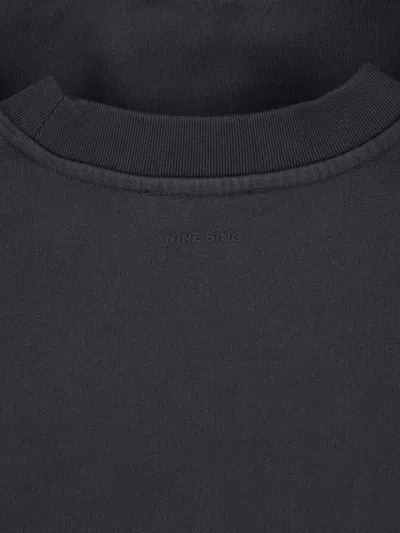 Anine Bing Miles Relaxed-fit Oversized Cotton Sweatshirt With Contrasting Logo In Black