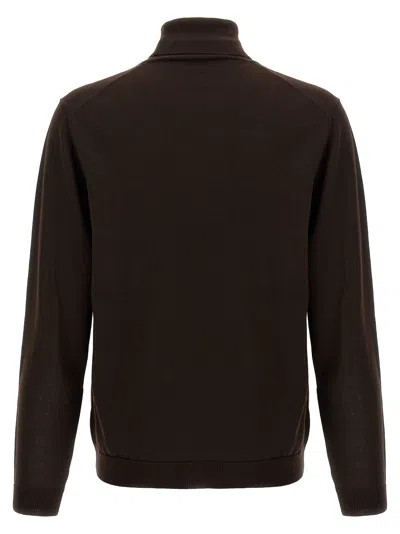 Roberto Collina Ribbed Turtleneck Sweater Long Sleeves In Brown