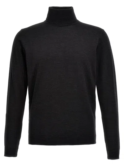 Roberto Collina Turtleneck Wool Sweater Long Sleeves In Black
