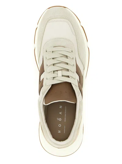 Hogan Lightweight Sneakers With Cushioned Collar And Suede Panels In Neutral