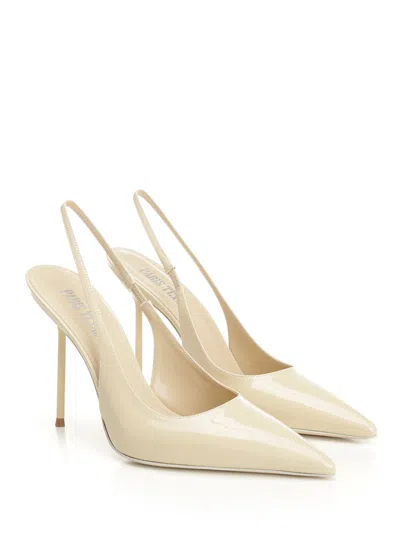 Paris Texas Lidia Slingback Patent Pumps Beige In White