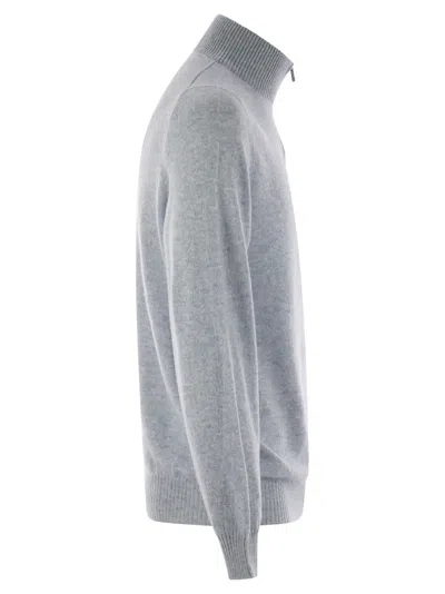Fedeli Favonio Persia - Cashmere Half-zip Sweater In Gray