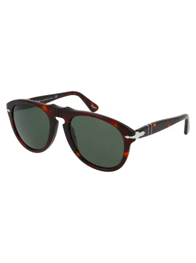 Persol Round Frame Sunglasses In Green
