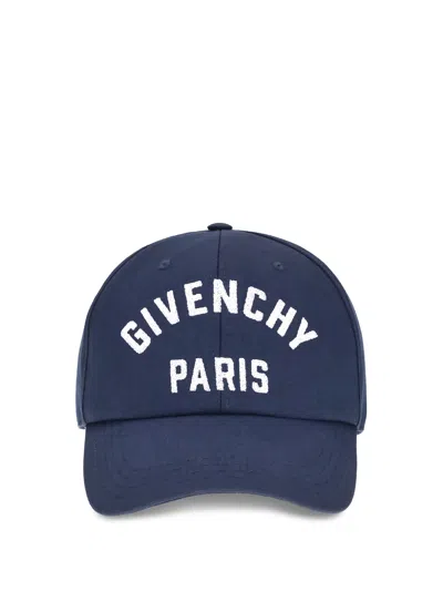 Givenchy Men Baseball Cap With Embroidered Logo In Blue