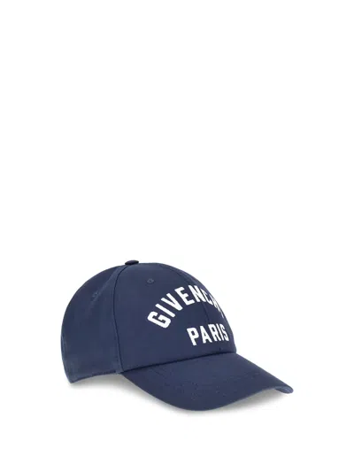 Givenchy Men Baseball Cap With Embroidered Logo In Blue