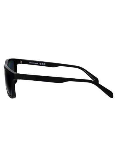 Emporio Armani Matte Black Injected Sunglasses In Black