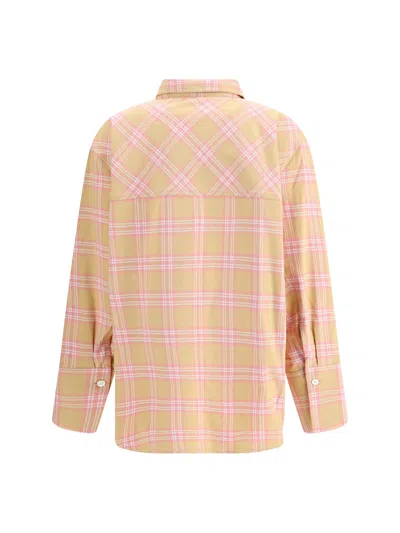 Rohe Check Flannel Overshirt Pink Beige Check In Multi