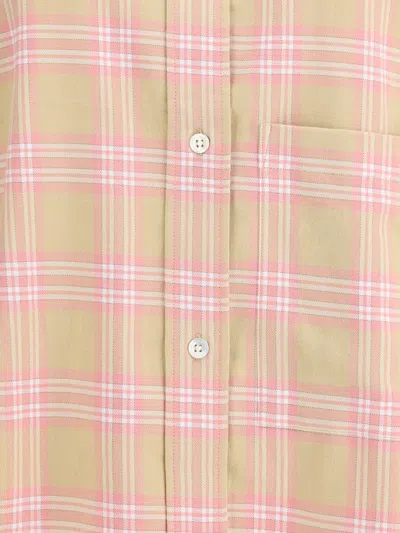 Rohe Check Flannel Overshirt Pink Beige Check In Multi
