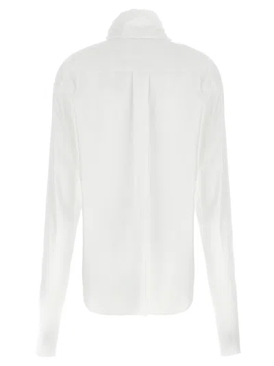 Alberta Ferretti Draped High Collar Long Sleeves Shirt In White