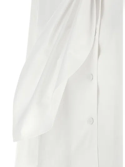 Alberta Ferretti Draped High Collar Long Sleeves Shirt In White
