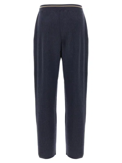 Brunello Cucinelli English Ribbed Trousers Pants Blue In Blue