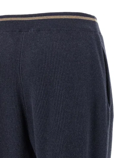 Brunello Cucinelli English Ribbed Trousers Pants Blue In Blue