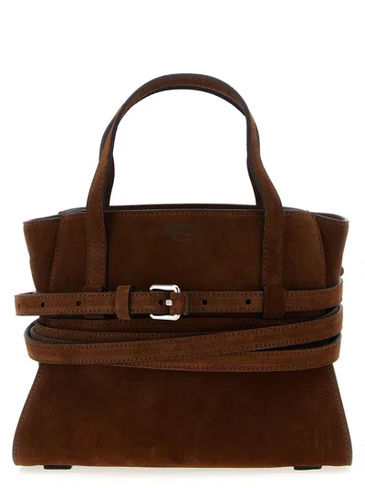 Moschino Small Handbag With Adjustable Strap And Buckle In Brown