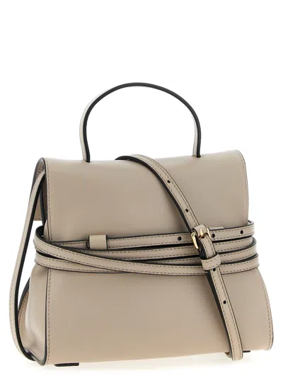 Moschino 'tie Me' Small Handbag In Gray