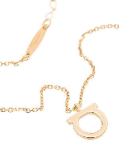 Ferragamo Women Gold-colored Necklace With Gancini Charm In Brass Woman In Gold