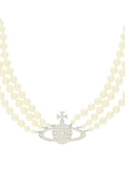 Vivienne Westwood Three Row Pearl Choker In Metallic