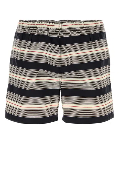 Prada Embroidered Stripes Nylon Swim Shorts In Multi
