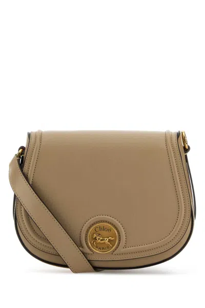 Chloé Borsa A Tracolla Horse Medal In Pelle Cappuccino  Donna