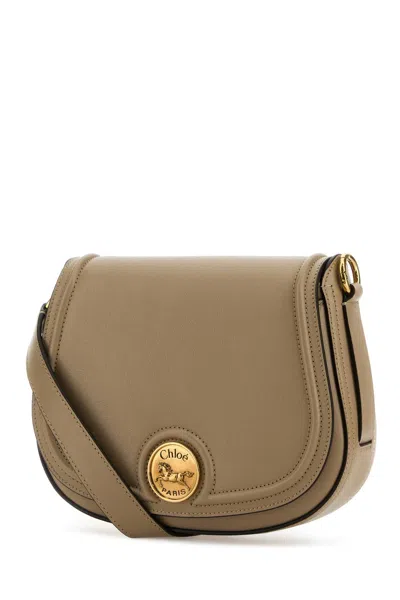 Chloé Borsa A Tracolla Horse Medal In Pelle Cappuccino  Donna