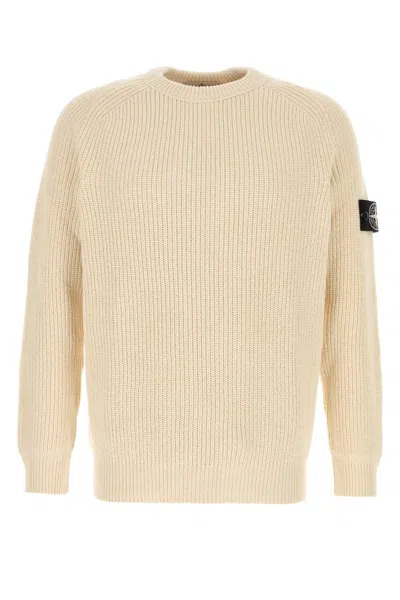 Stone Island Light Yellow Crewneck Pullover In Nude