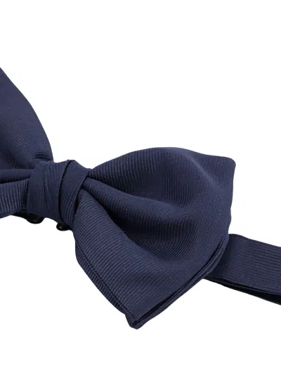 Giorgio Armani Textured Silk Bow Tie With Adjustable Strap In Blue