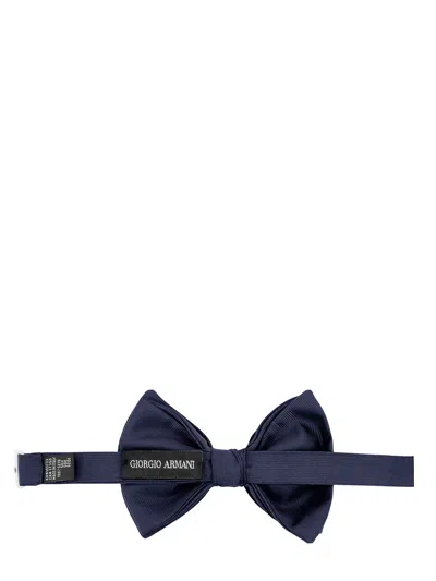 Giorgio Armani Textured Silk Bow Tie With Adjustable Strap In Blue