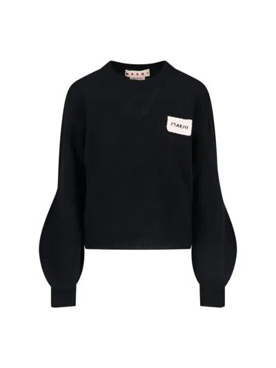 Marni Logo Cashmere Sweater In Black