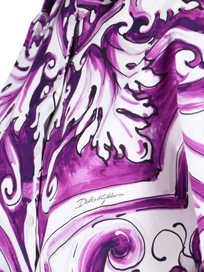 Dolce & Gabbana Maiolica Print Poplin Shirt Shirts Violet In Purple