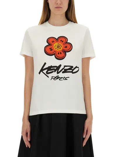 Kenzo Logo Printed T-shirt In White