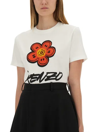 Kenzo Logo Printed T-shirt In White