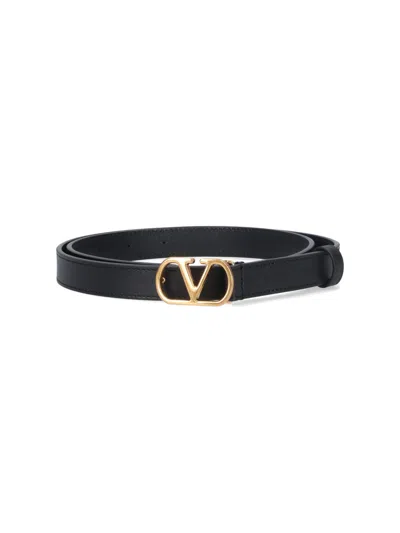 Valentino Belts Adjustable Length Gold-tone Buckle In Black