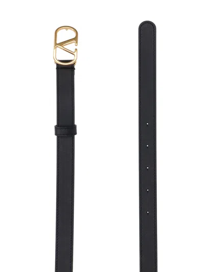 Valentino Belts Adjustable Length Gold-tone Buckle In Black