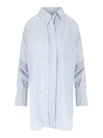 Victoria Beckham Yellow Chamomile Organic Cotton Wrap Front Blouse In Blue