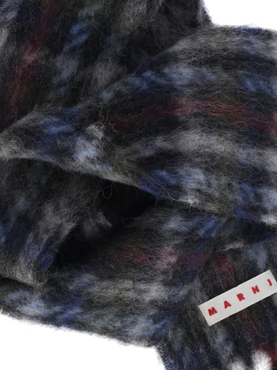 Marni Soft Fringed Scarf Multicolored Pattern