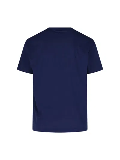Polo Ralph Lauren Blue Crewneck T-shirt With Logo Lettering On The Fornt And Pony Embroidery On The Front