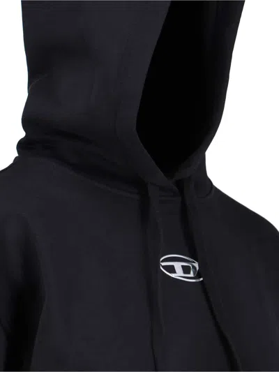 Diesel Logo-embroidered Hoodie In Black
