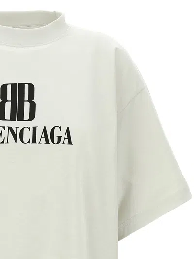 Balenciaga Cropped Logo T-shirt Short Sleeves In Neutral