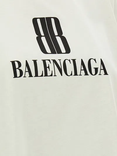 Balenciaga Cropped Logo T-shirt Short Sleeves In Neutral