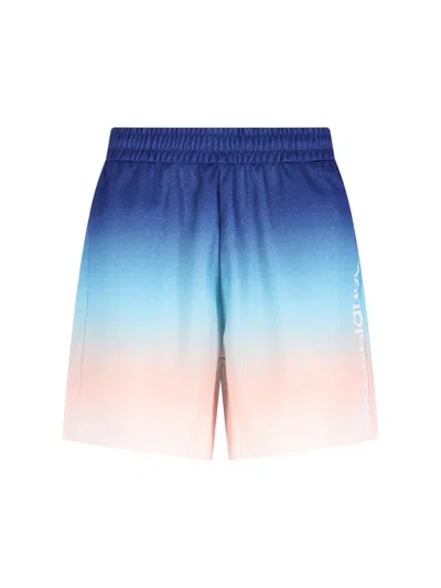 Casablanca Gradient Monogram Shorts With Elasticized Waistband In Blue