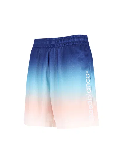 Casablanca Gradient Monogram Shorts With Elasticized Waistband In Blue