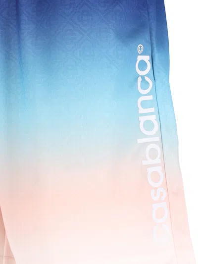 Casablanca Gradient Monogram Shorts With Elasticized Waistband In Blue